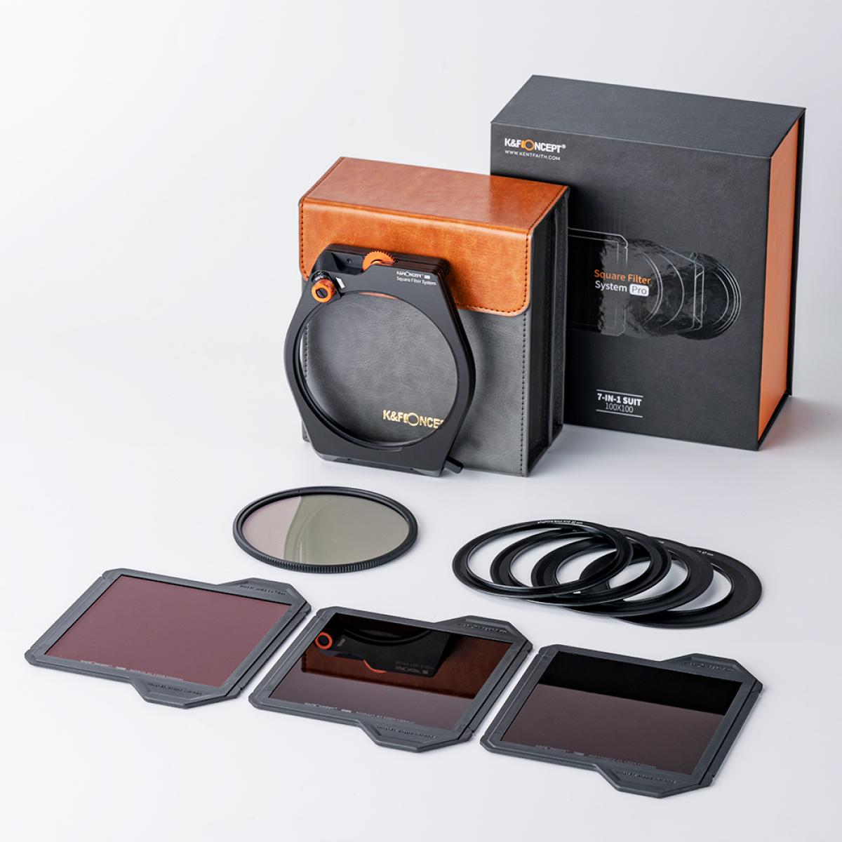 KF Concept négyzet alakú szűrőtartó rendszer Pro Kit (szűrőtartó + 95mm CPL szűrő + négyzet alakú ND1000 + ND8 + ND64 szűrő + 4 szűrőadapter gyűrű) (SKU.1877)-4
