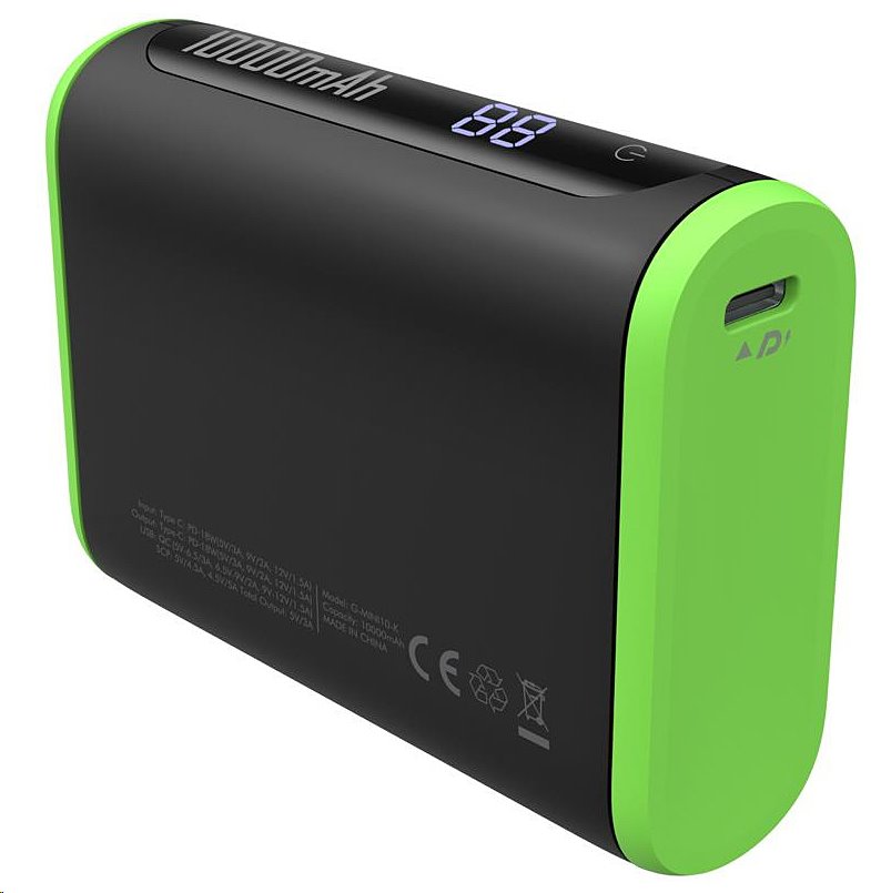 10000mAh Powerbank Goui Bolt Mini gyors töltés 3.0 fekete/zöld-3