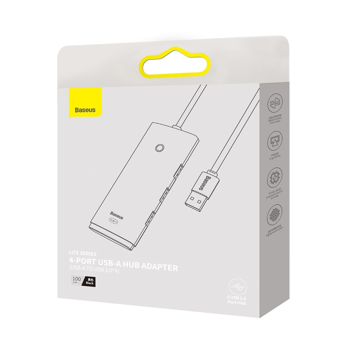 Baseus Adapter HUB - USB - 4xUSB3.0 - 1m (WKQX030101) fekete-12