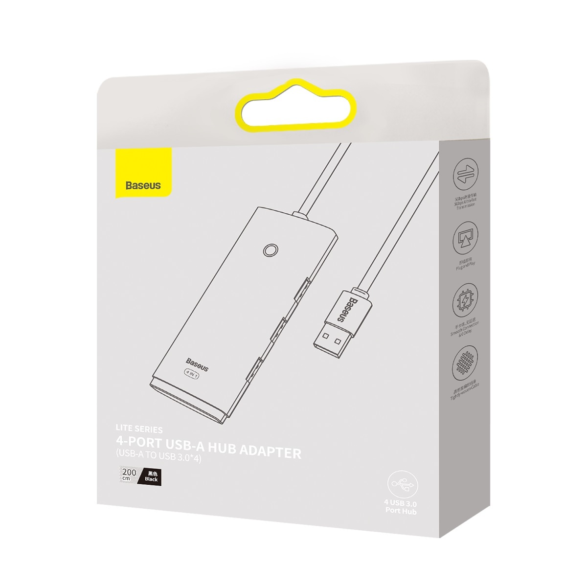 Baseus Adapter HUB - USB - 4xUSB3.0 - 2m (WKQX030201) fekete-16