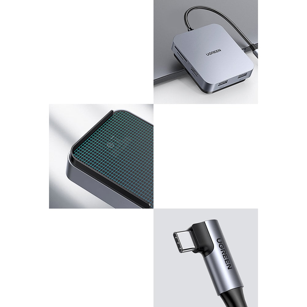 Ugreen HUB iMachez USB type C - 3 x USB 3.1 Gen 1 + SD / TF kártyaolvasó szürke (CM521 60377)-2