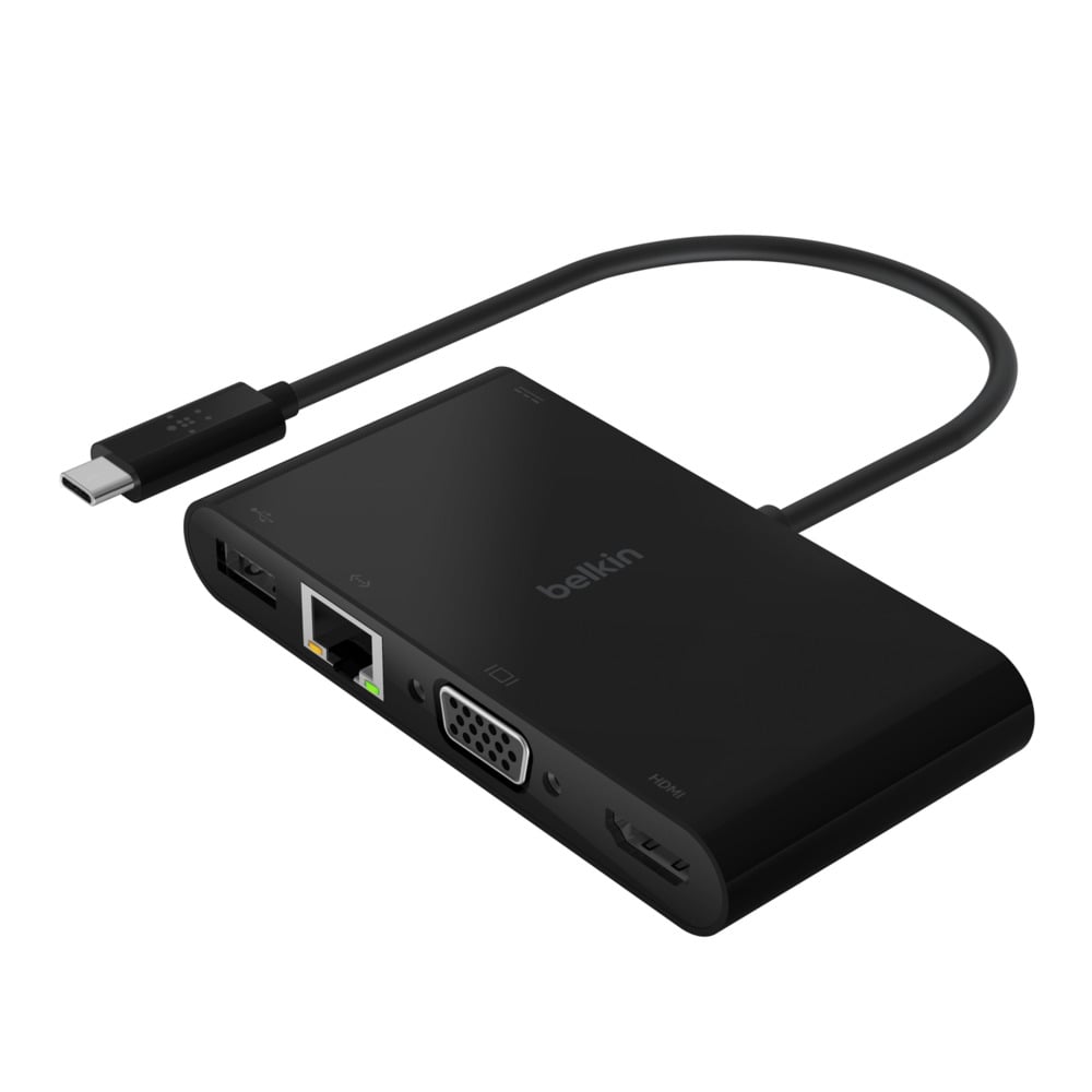 Belkin USB-C Multimédia + töltőadapter, HUB elosztó (ETHERNET - HDMI - VGA - USB-A) (100W PD) fekete (AVC004BTBK)-0