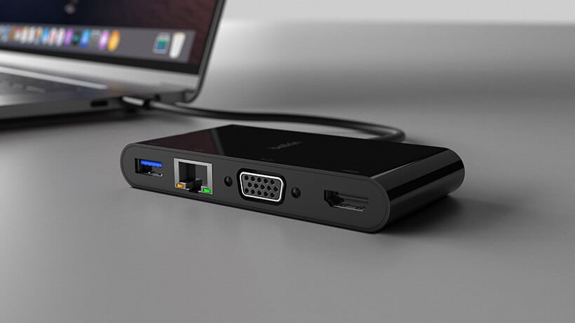 Belkin USB-C Multimédia + töltőadapter, HUB elosztó (ETHERNET - HDMI - VGA - USB-A) (100W PD) fekete (AVC004BTBK)-1