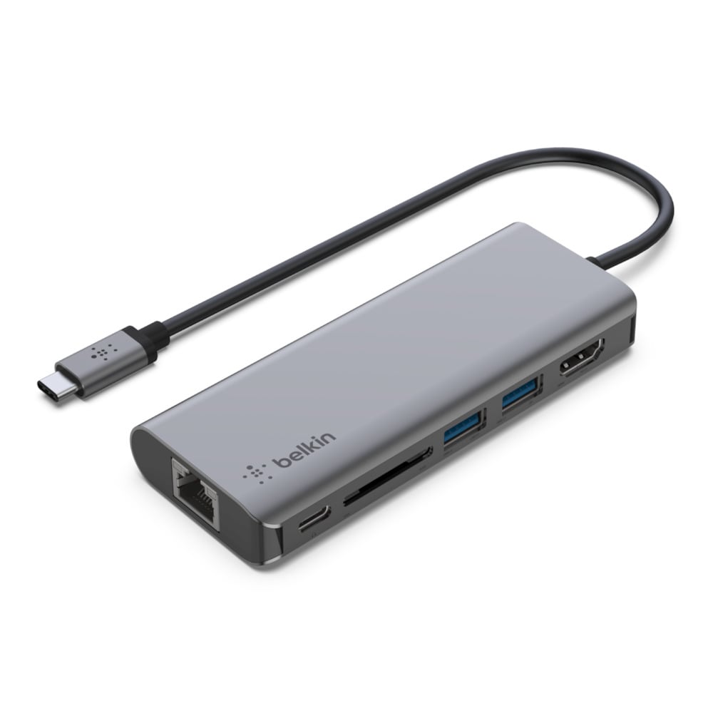 Belkin CONNECT USB-C 6 az 1-ben többportos adapter, HUB elosztó (AVC008btSGY) szürke-0