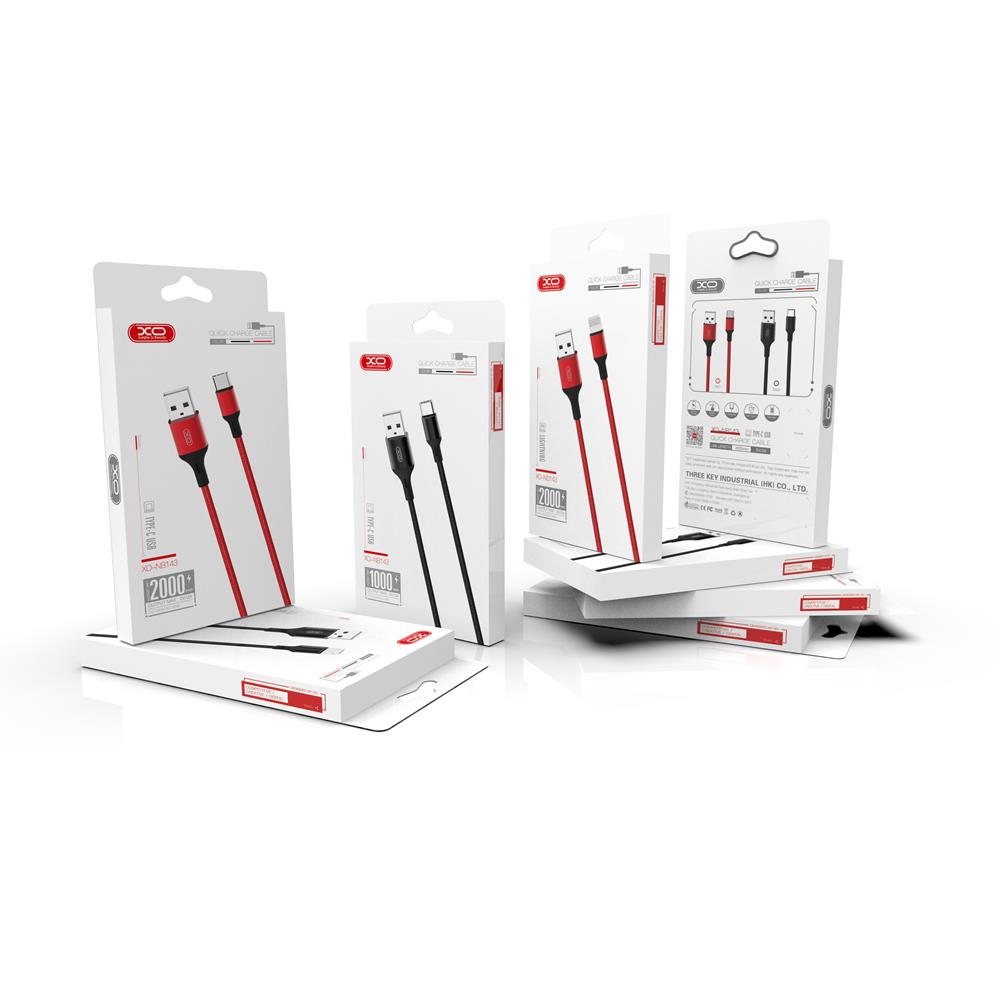XO NB143 USB - microUSB kábel 1 m 2,4A piros-1