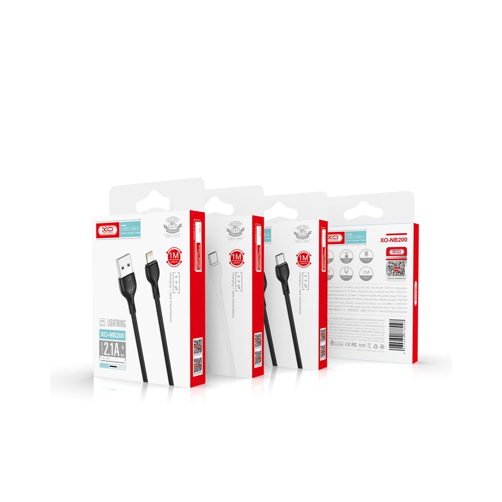 XO NB200 USB - USB-C kábel 2 m 2.1 A fekete-1