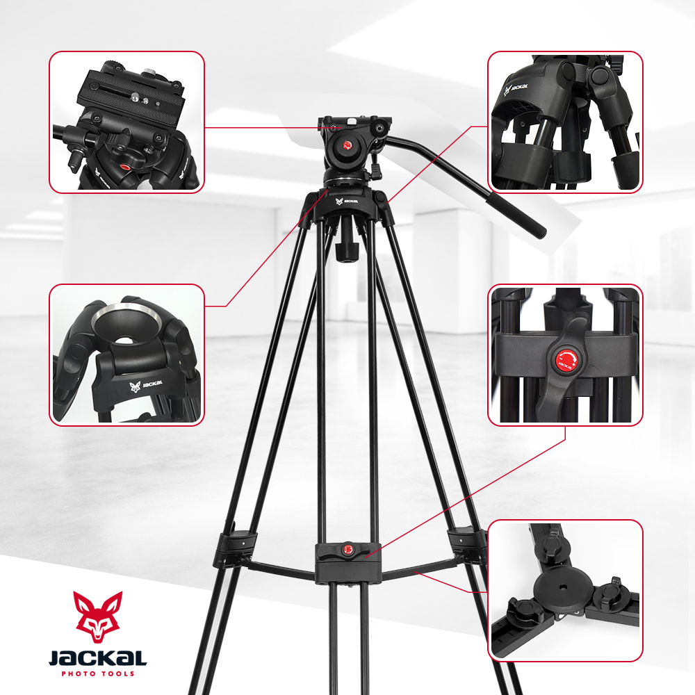Jackal Monster V2 video állvány, tripod (169cm) 75mm csésze-5