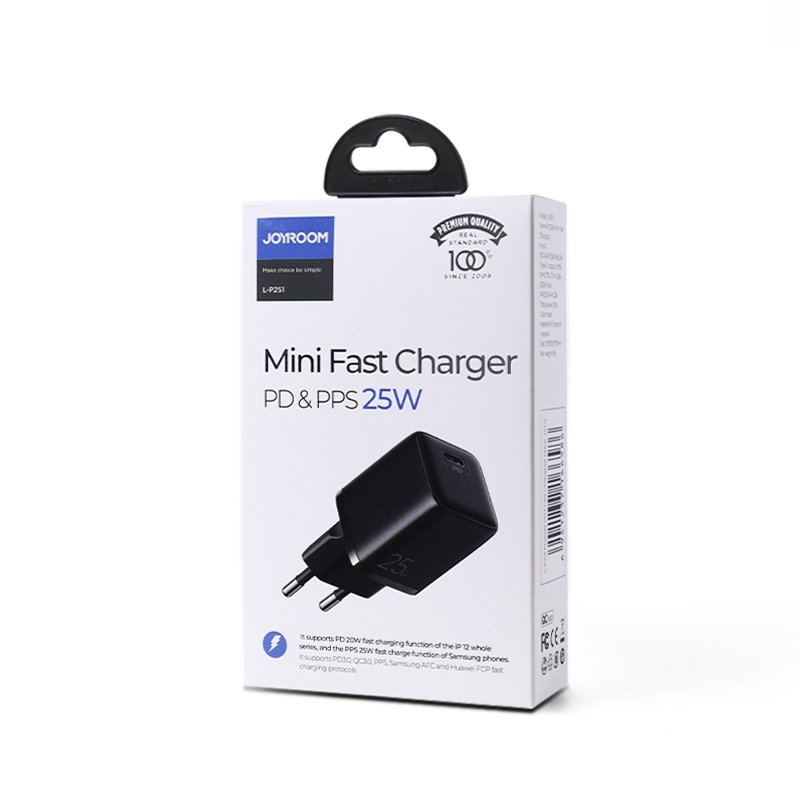 Joyroom hálózati töltő adapter USB Type C PD töltő 25W EU dugó fekete (L-P251)-2