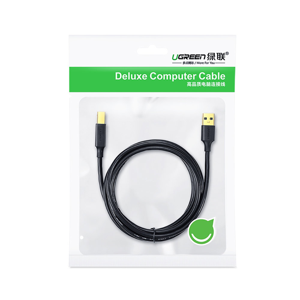 Ugreen US135 USB Type B nyomtatókábel - USB 2.0 480 Mbps 2m fekete-1