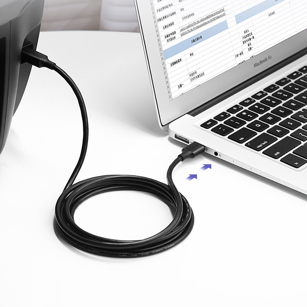 Ugreen US135 USB Type B nyomtatókábel - USB 2.0 480 Mbps 2m fekete-6