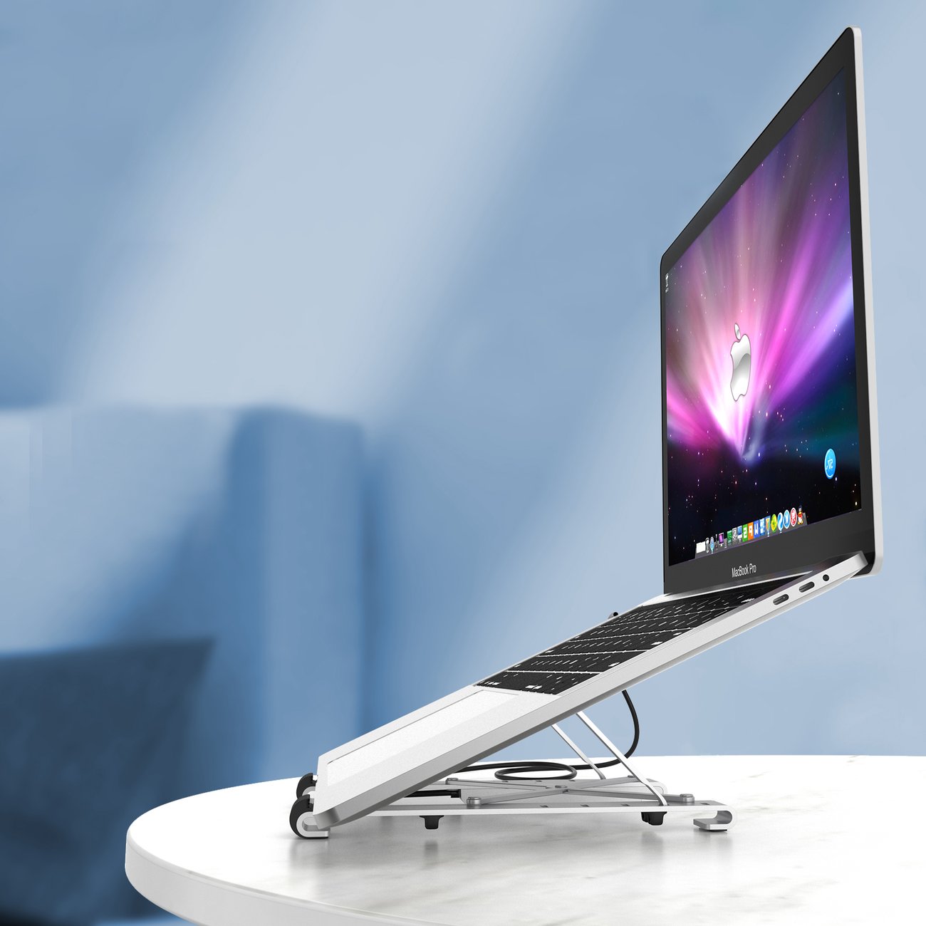 Choetech HUB-M43 7 az 1-ben laptop állvány HUB Type-C-HDMI (4K/30Hz/USB-A*2/Type-C Data/SD/TF PD töltővel, fekete-1