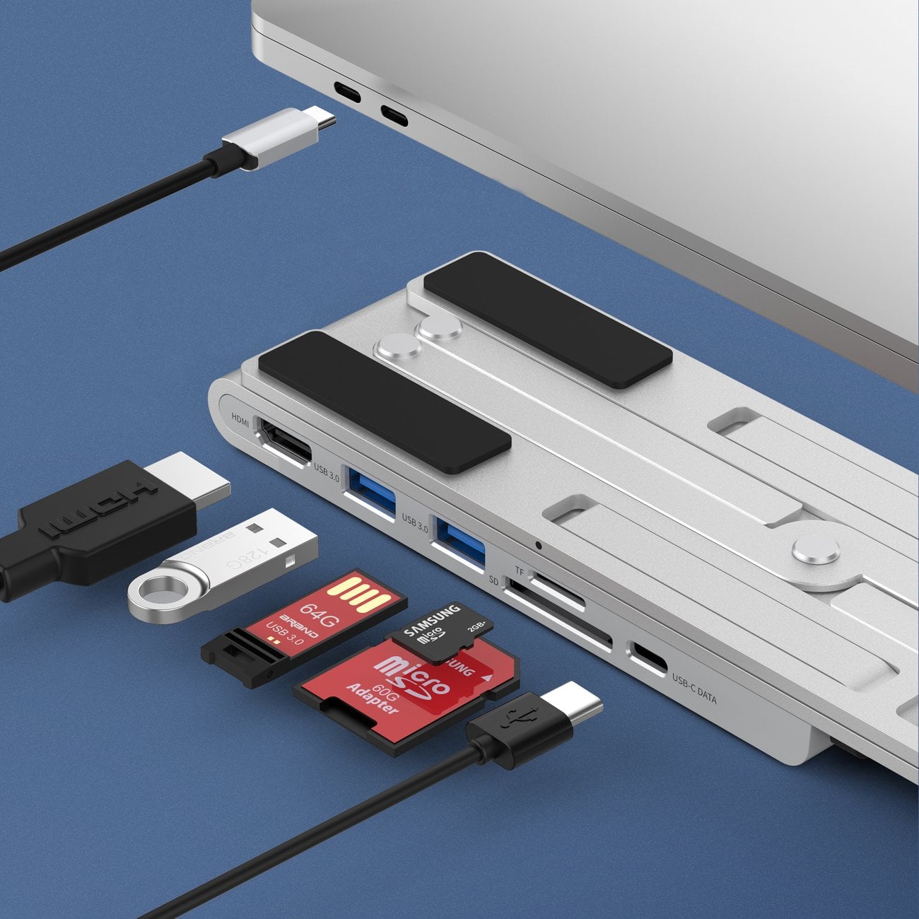 Choetech HUB-M43 7 az 1-ben laptop állvány HUB Type-C-HDMI (4K/30Hz/USB-A*2/Type-C Data/SD/TF PD töltővel, fekete-4