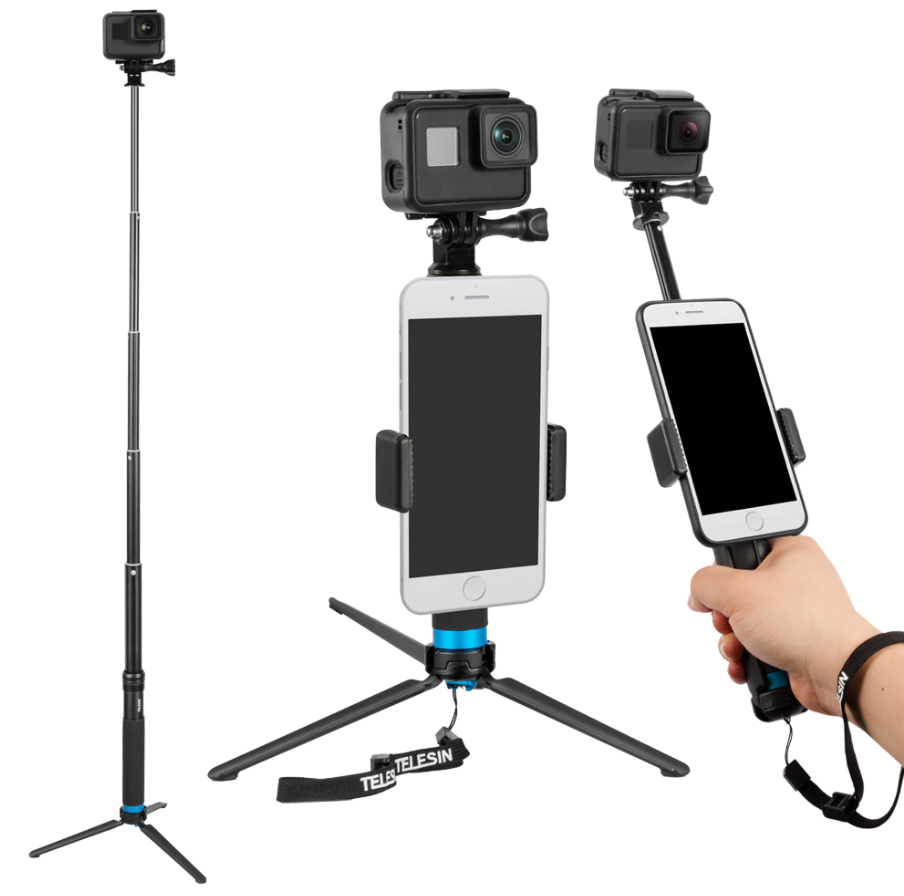 TELESIN selfie bot, állvány akciókamerákhoz mobiltelefon tartóval (GP-MNP-090-S)-0