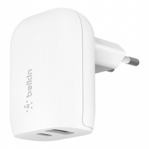Belkin Boost Charge 32W dupla hálózati töltő adapter (20W USB-C PD + 12W USB-A) (WCB008vfWH) fehér