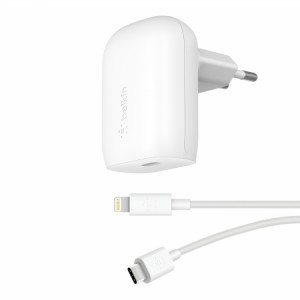 Belkin Boost Charge 30W USB-C PD PPS hálózati töltő adapter + USB-C - Lightning töltőkábel (WCA005vf1MWH-B5) fehér