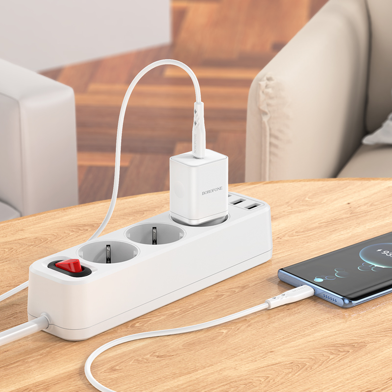 Borofone BN6 hálózati töltő adapter Type C QC 3.0 PD 20W fehér-9
