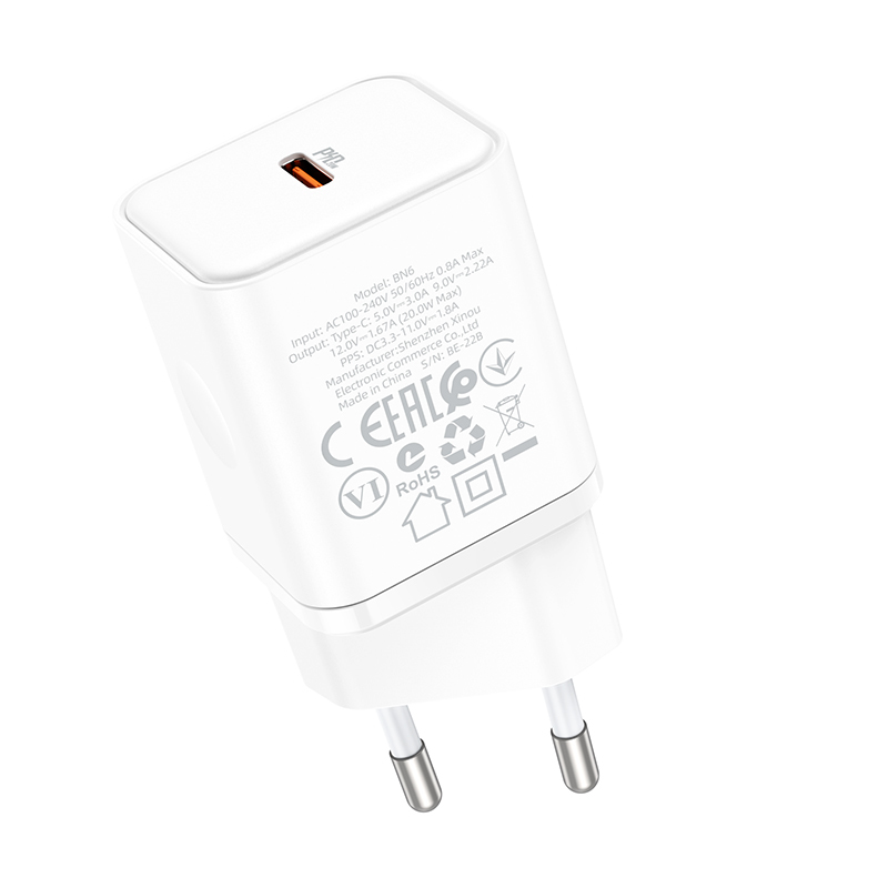 Borofone BN6 hálózati töltő adapter Type C QC 3.0 PD 20W fehér-7