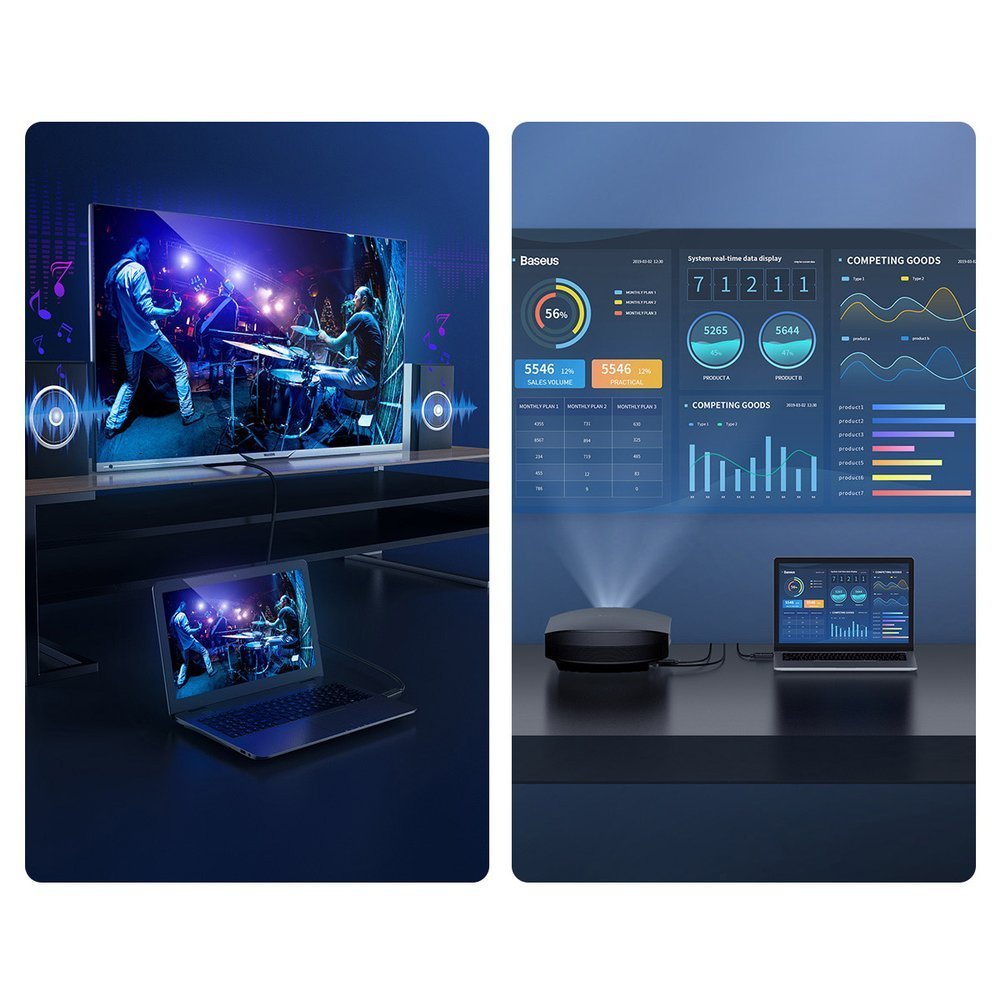 Baseus HDMI 2.0 kábel 4K 60Hz 3D HDR 18 Gbps 1m fekete (CAKGQ-A01)-2