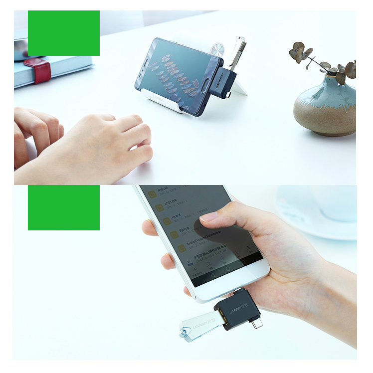 Ugreen OTG USB adapter USB 3.2 Gen 1 (5Gbps) - USB Type C / micro USB fekete (30453)-2
