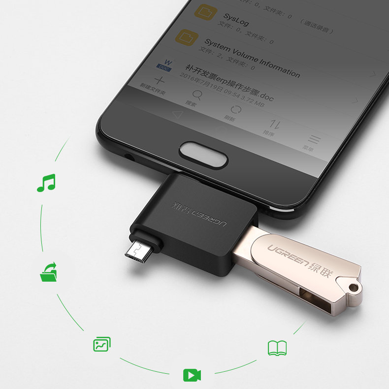 Ugreen OTG USB adapter USB 3.2 Gen 1 (5Gbps) - USB Type C / micro USB fekete (30453)-10