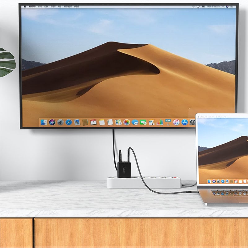 Acefast 2 az 1-ben hálózati töltő adapter GaN 65W USB Type C / USB, HDMI adapter 4K@60Hz + USB Type C kábel 1.8m, fekete (A17)-6