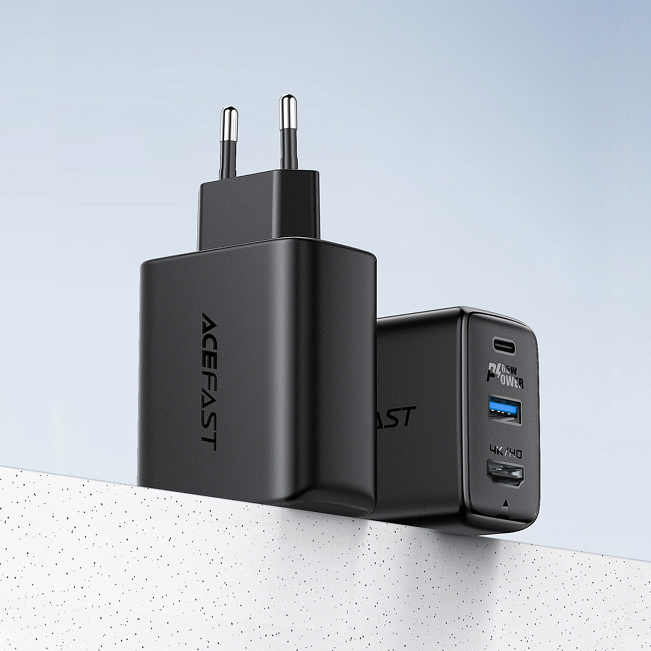 Acefast 2 az 1-ben hálózati töltő adapter GaN 65W USB Type C / USB, HDMI adapter 4K@60Hz + USB Type C kábel 1.8m, fehér (A17)-2