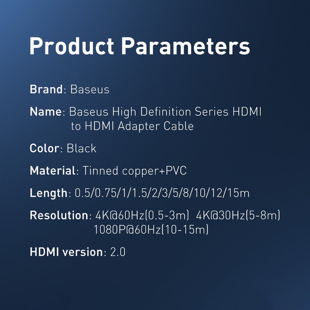 Baseus High Definition Series HDMI 2.0 kábel 4K60Hz 0.75m fekete (WKGQ030101)-18