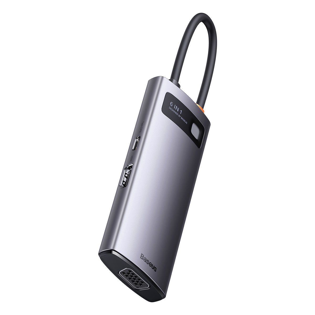 Baseus Metal Gleam Series 6 az 1-ben dokkoló, HUB USB Type C - 1 x HDMI / 3 x USB 3.2 Gen. 1/1 x Power Delivery / 1 x VGA szürke (WKWG030013)-18