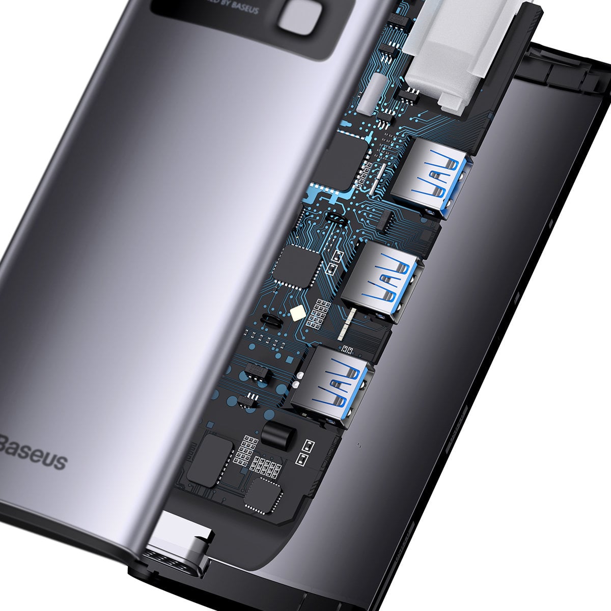 Baseus Metal Gleam Series 6 az 1-ben dokkoló, HUB USB Type C - 1 x HDMI / 3 x USB 3.2 Gen. 1/1 x Power Delivery / 1 x VGA szürke (WKWG030013)-14