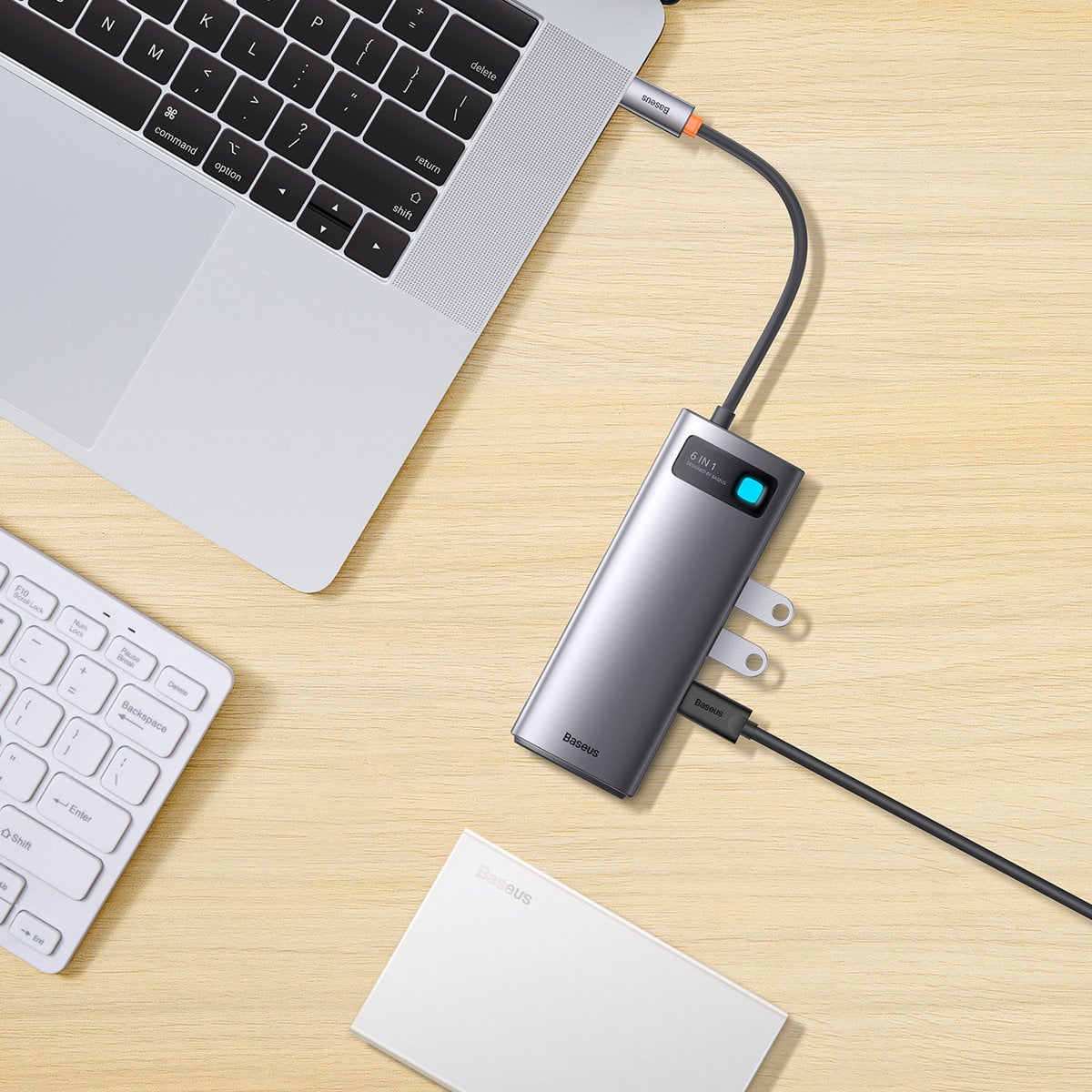 Baseus Metal Gleam Series 6 az 1-ben dokkoló, HUB USB Type C - 1 x HDMI / 3 x USB 3.2 Gen. 1/1 x Power Delivery / 1 x VGA szürke (WKWG030013)-2
