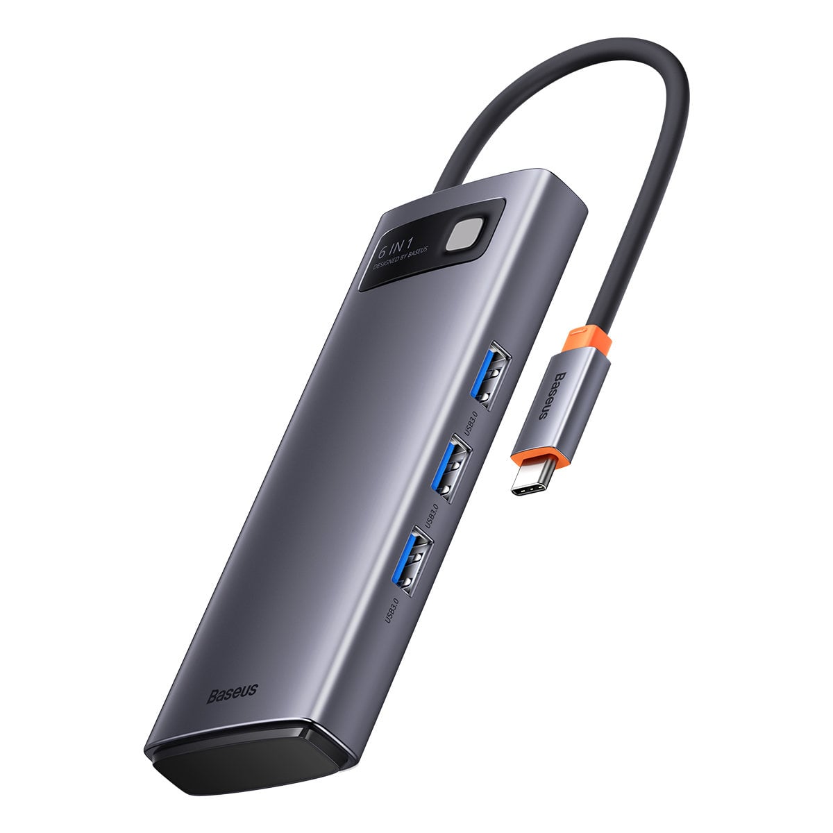 Baseus Metal Gleam Series 6 az 1-ben dokkoló, HUB USB Type C Power Delivery 100 W / 2x HDMI 4K 30 Hz / 3x USB 3.2 Gen 1 szürke (WKWG030113)-0