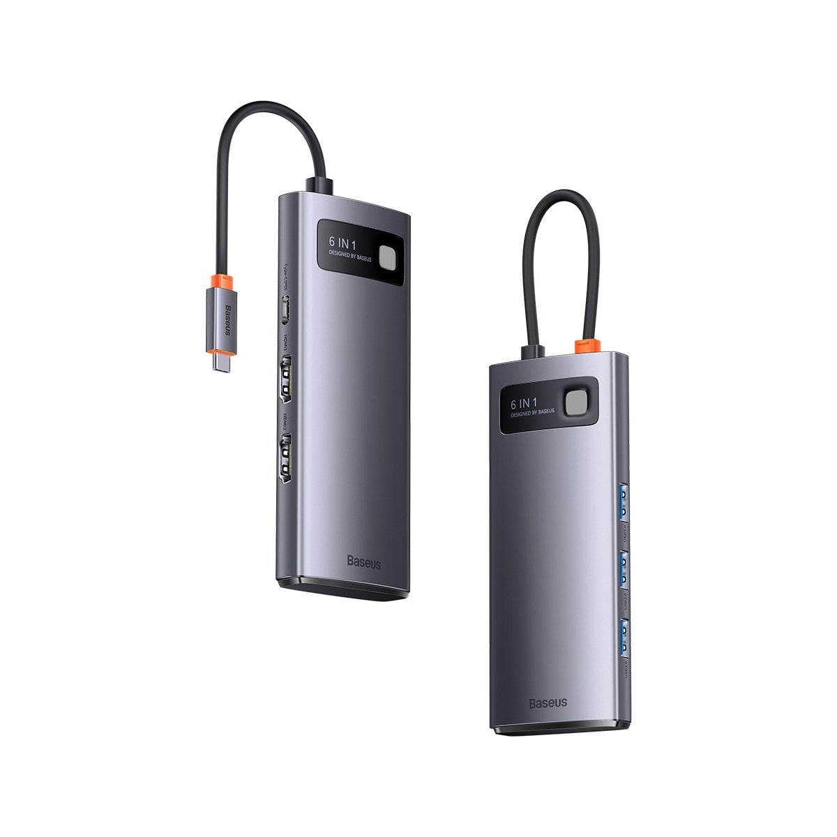 Baseus Metal Gleam Series 6 az 1-ben dokkoló, HUB USB Type C Power Delivery 100 W / 2x HDMI 4K 30 Hz / 3x USB 3.2 Gen 1 szürke (WKWG030113)-25