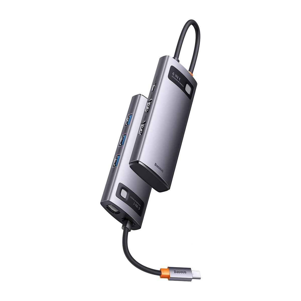 Baseus Metal Gleam Series 6 az 1-ben dokkoló, HUB USB Type C Power Delivery 100 W / 2x HDMI 4K 30 Hz / 3x USB 3.2 Gen 1 szürke (WKWG030113)-9