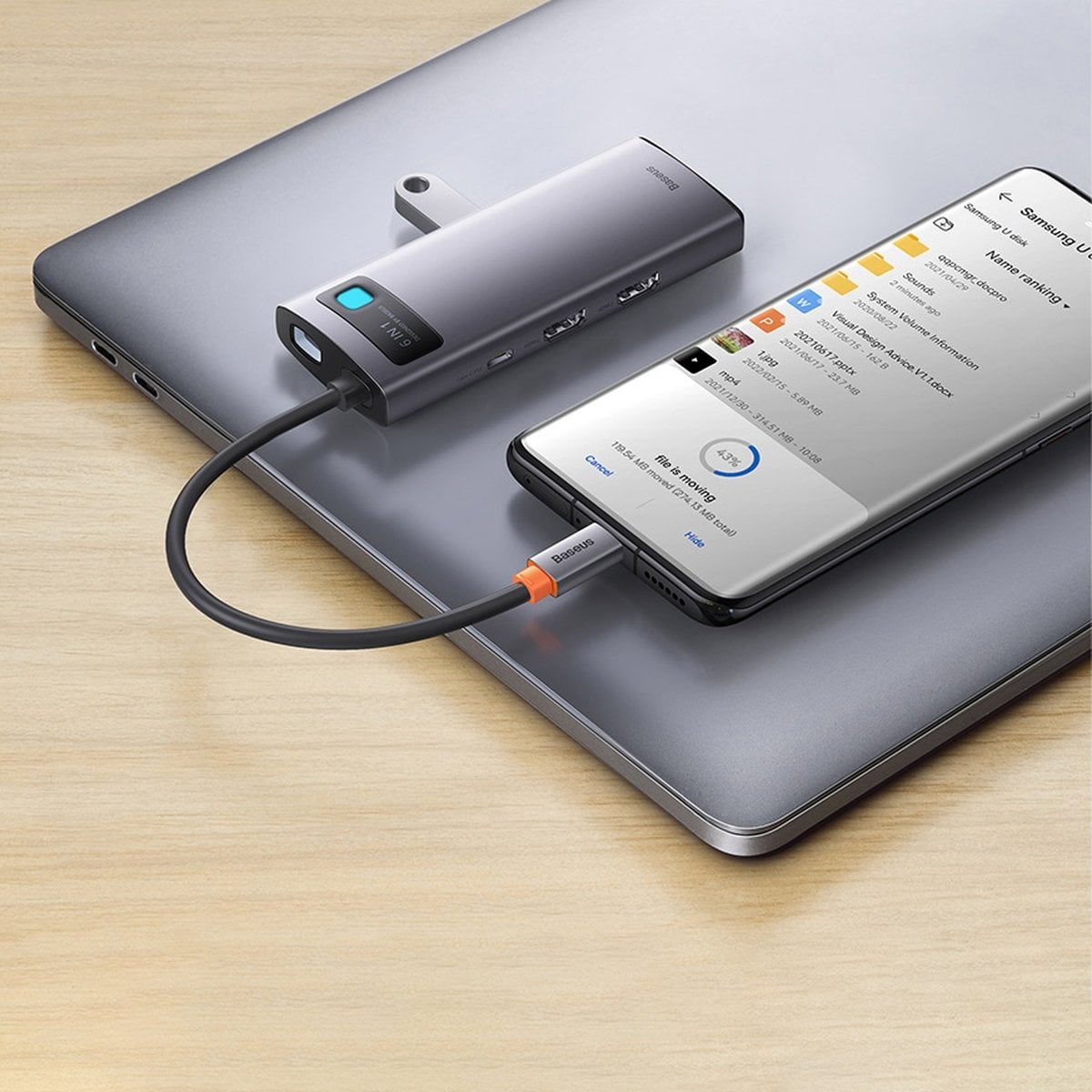Baseus Metal Gleam Series 6 az 1-ben dokkoló, HUB USB Type C Power Delivery 100 W / 2x HDMI 4K 30 Hz / 3x USB 3.2 Gen 1 szürke (WKWG030113)-3