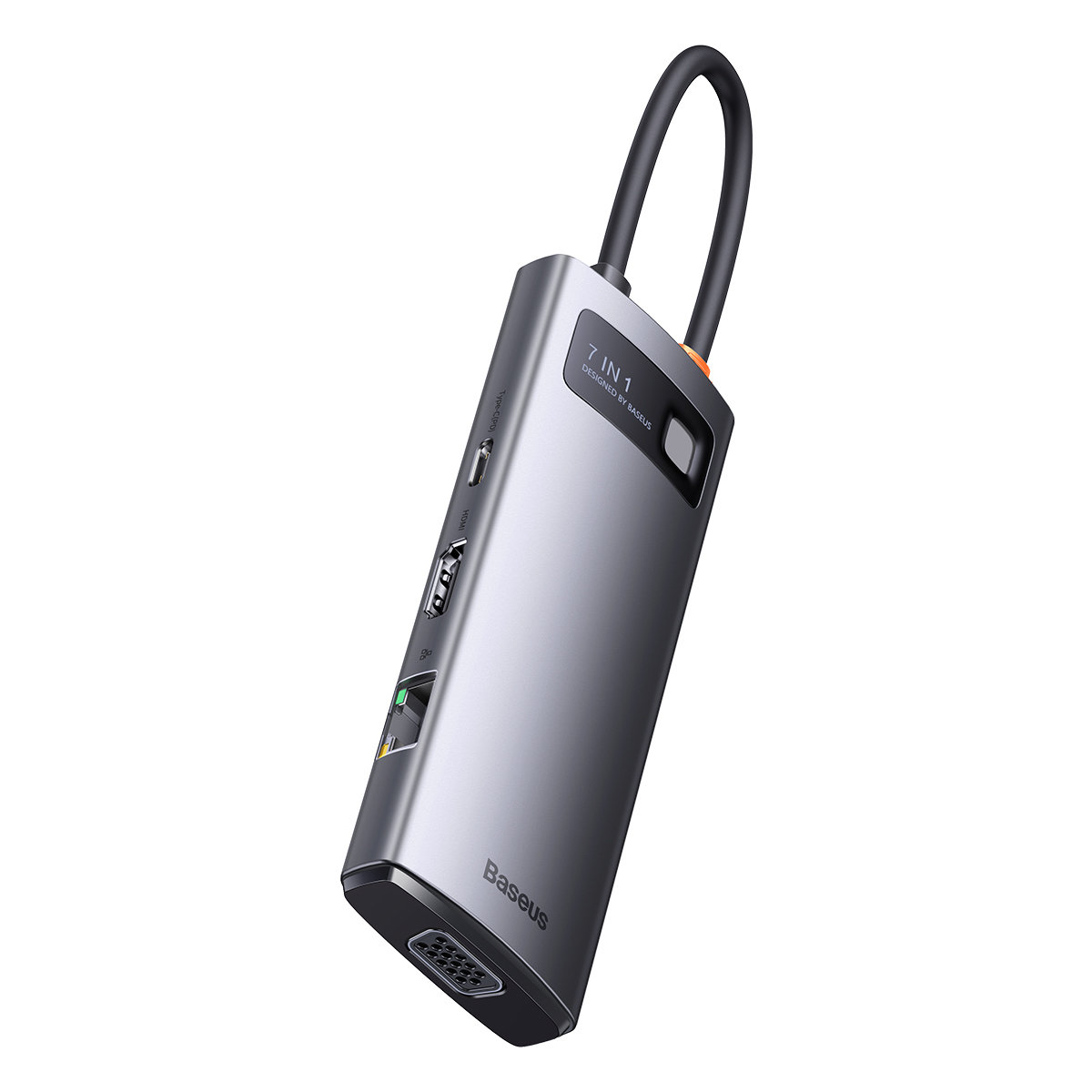 Baseus Metal Gleam Series 7 az 1-ben dokkoló, HUB USB Type C - 1 x HDMI / 1 x VGA / 3 x USB 3.2 Gen. 1/1 x Power Delivery / 1 x RJ-45 Ethernet szürke (WKWG040013)-28