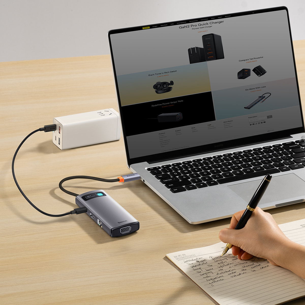 Baseus Metal Gleam Series 7 az 1-ben dokkoló, HUB USB Type C - 1 x HDMI / 1 x VGA / 3 x USB 3.2 Gen. 1/1 x Power Delivery / 1 x RJ-45 Ethernet szürke (WKWG040013)-19