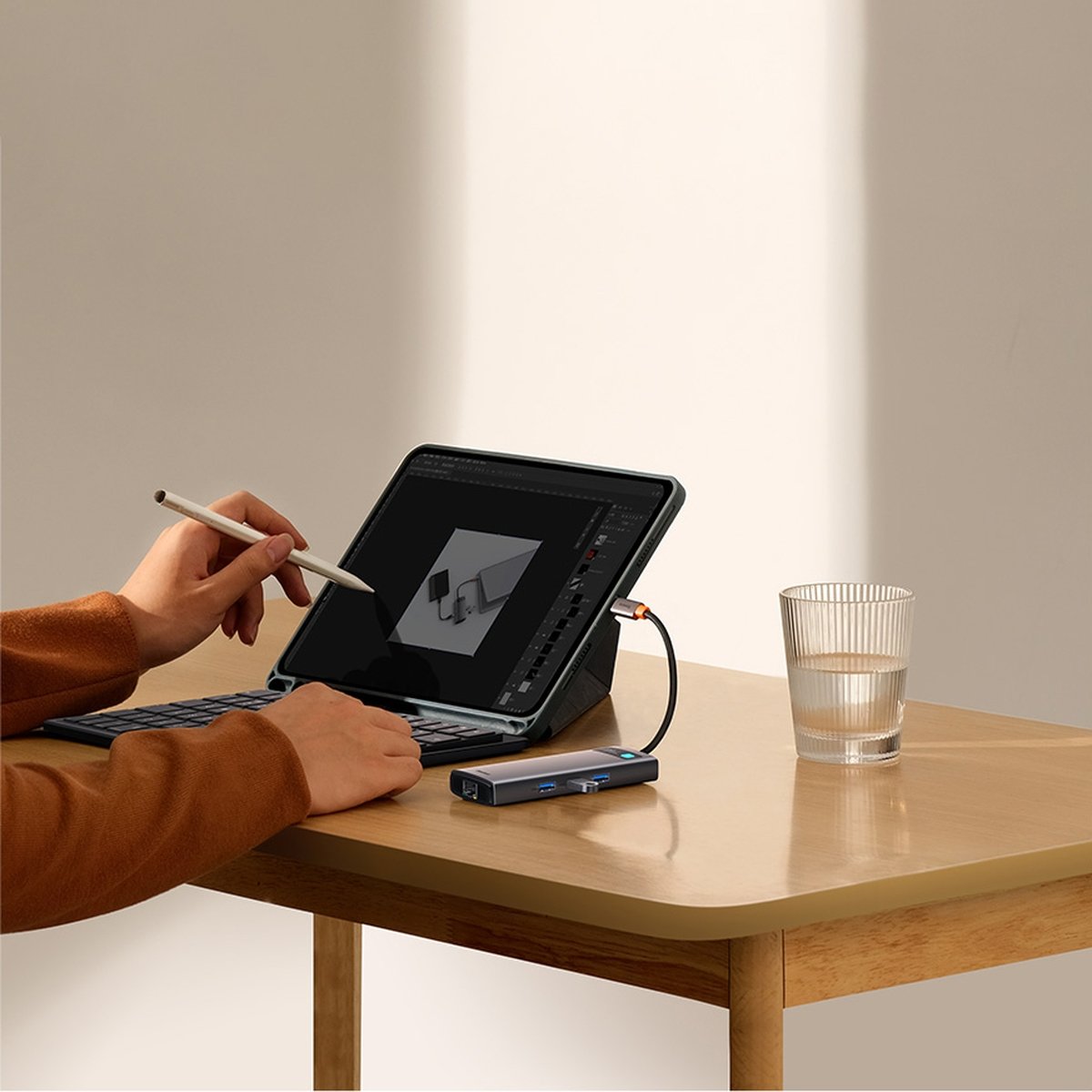 Baseus Metal Gleam Series 7 az 1-ben dokkoló, HUB USB Type C - 1 x HDMI / 1 x VGA / 3 x USB 3.2 Gen. 1/1 x Power Delivery / 1 x RJ-45 Ethernet szürke (WKWG040013)-11
