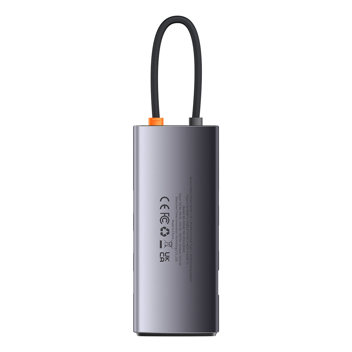 Baseus Metal Gleam Series 7 az 1-ben dokkoló, HUB USB Type C - 1 x HDMI / 1 x VGA / 3 x USB 3.2 Gen. 1/1 x Power Delivery / 1 x RJ-45 Ethernet szürke (WKWG040013)-1