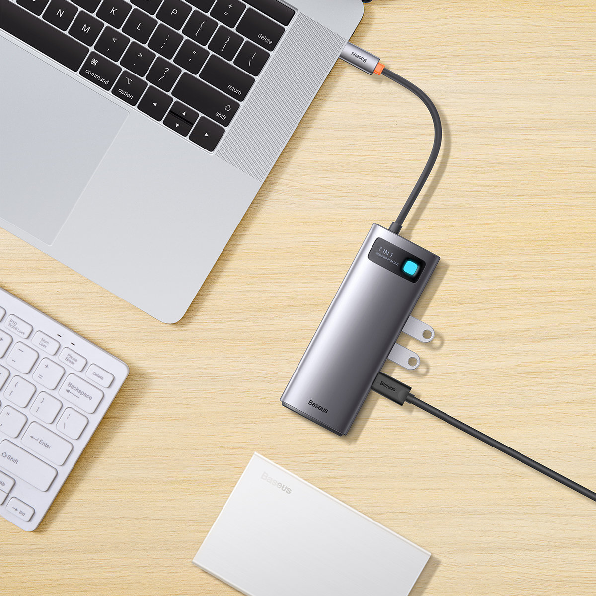 Baseus Metal Gleam Series 7 az 1-ben dokkoló, HUB USB Type C - 1 x HDMI / 1 x VGA / 3 x USB 3.2 Gen. 1/1 x Power Delivery / 1 x RJ-45 Ethernet szürke (WKWG040013)-9