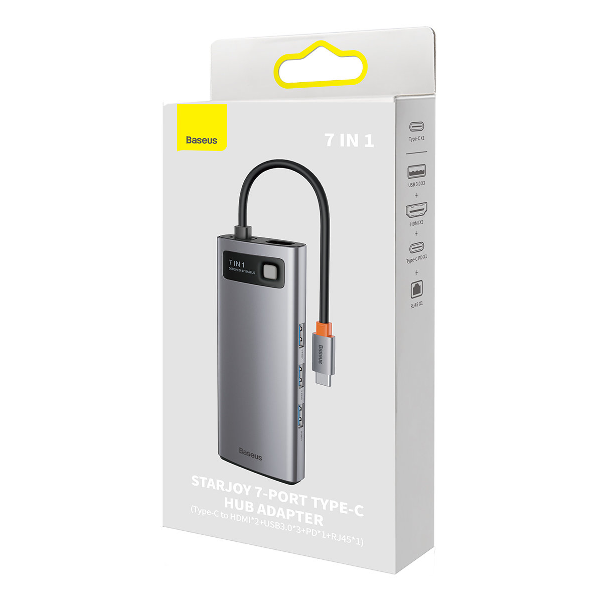 Baseus Metal Gleam Series 7 az 1-ben dokkoló, HUB USB Type C - 2 x HDMI / 3 x USB 3.2 Gen. 1/1 x Power Delivery / 1 x RJ-45 Ethernet szürke (WKWG040113)-18