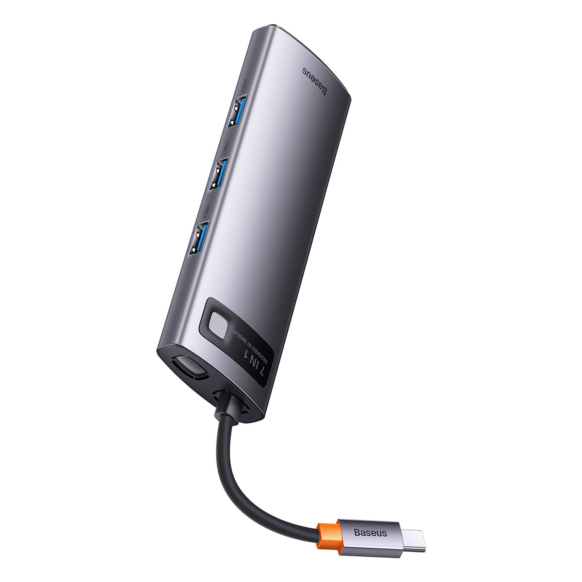 Baseus Metal Gleam Series 7 az 1-ben dokkoló, HUB USB Type C - 2 x HDMI / 3 x USB 3.2 Gen. 1/1 x Power Delivery / 1 x RJ-45 Ethernet szürke (WKWG040113)-14