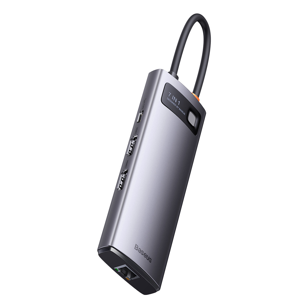 Baseus Metal Gleam Series 7 az 1-ben dokkoló, HUB USB Type C - 2 x HDMI / 3 x USB 3.2 Gen. 1/1 x Power Delivery / 1 x RJ-45 Ethernet szürke (WKWG040113)-22