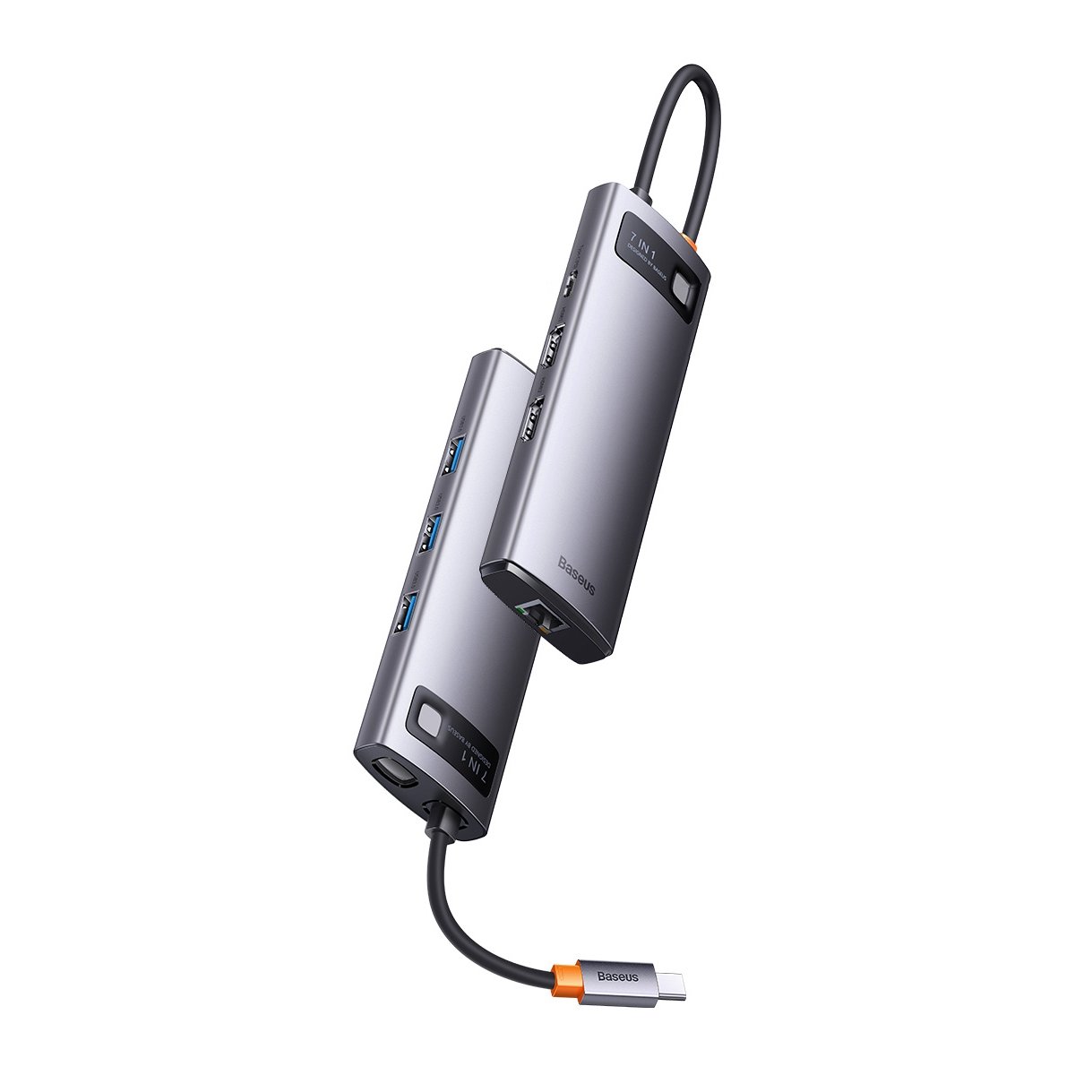 Baseus Metal Gleam Series 7 az 1-ben dokkoló, HUB USB Type C - 2 x HDMI / 3 x USB 3.2 Gen. 1/1 x Power Delivery / 1 x RJ-45 Ethernet szürke (WKWG040113)-28