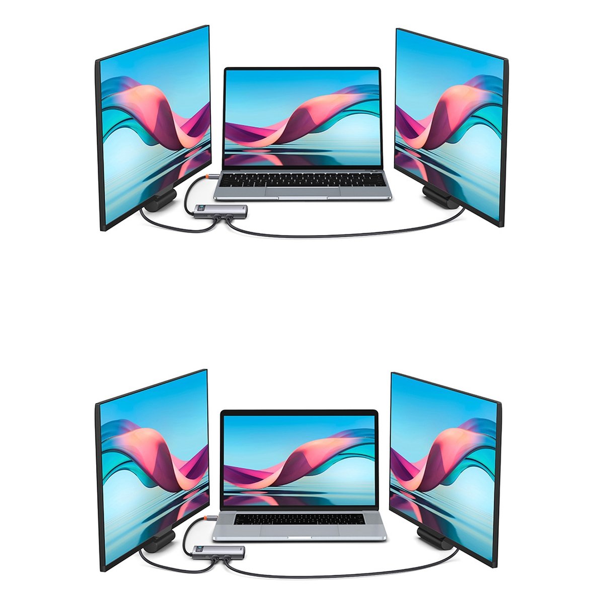 Baseus Metal Gleam Series 7 az 1-ben dokkoló, HUB USB Type C - 2 x HDMI / 3 x USB 3.2 Gen. 1/1 x Power Delivery / 1 x RJ-45 Ethernet szürke (WKWG040113)-1