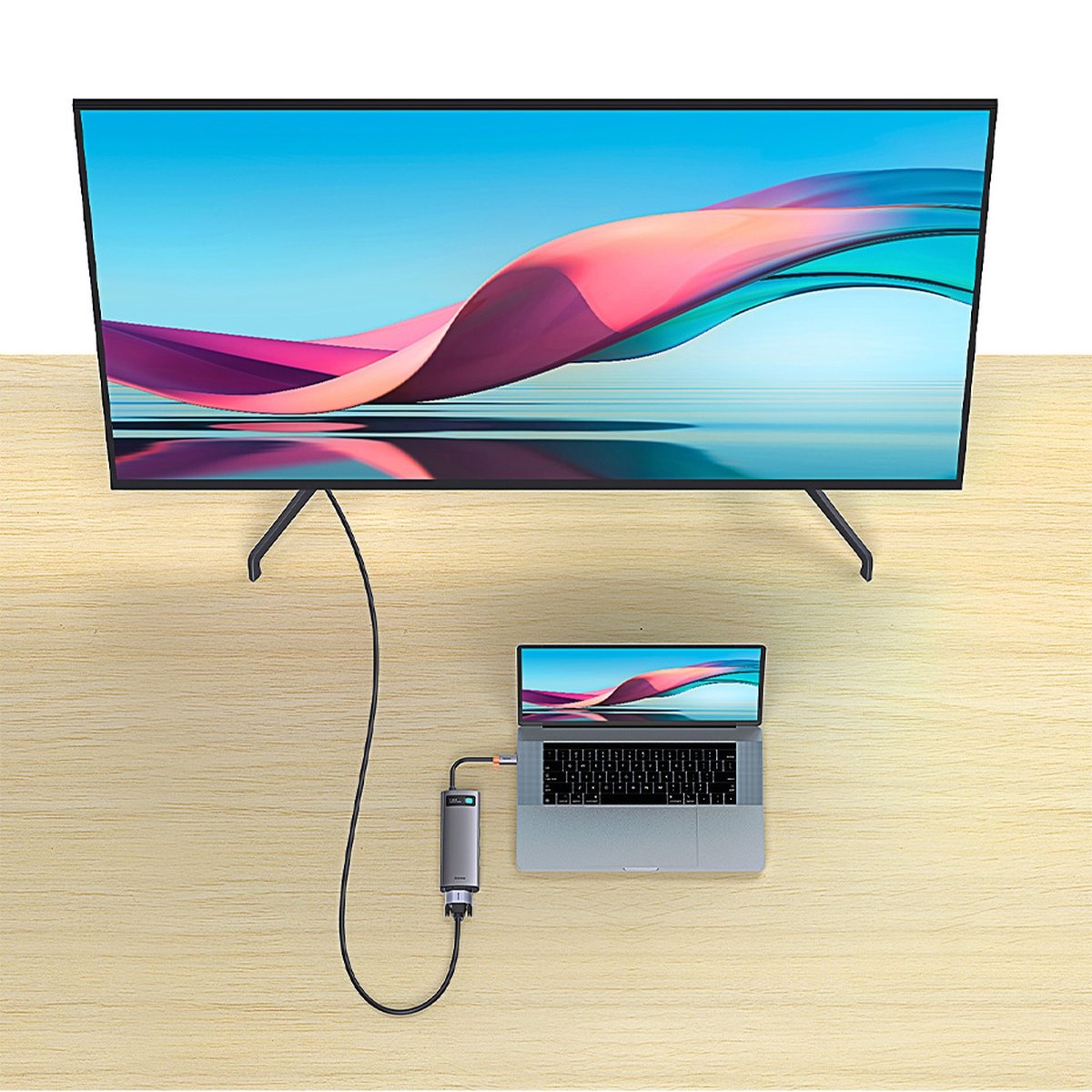 Baseus Metal Gleam Series 7 az 1-ben dokkoló, HUB USB Type C - 2 x HDMI / 3 x USB 3.2 Gen. 1/1 x Power Delivery / 1 x RJ-45 Ethernet szürke (WKWG040113)-10