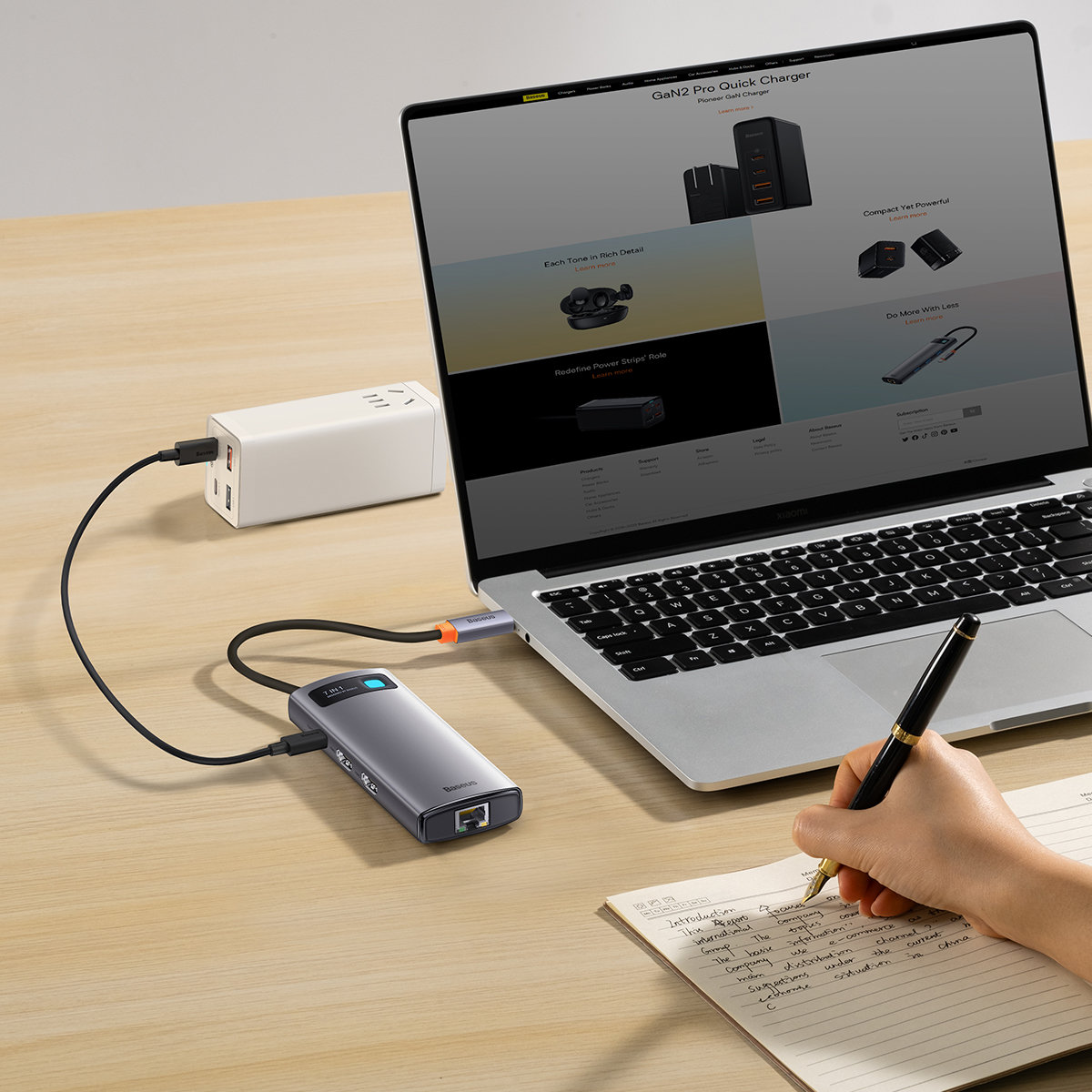 Baseus Metal Gleam Series 7 az 1-ben dokkoló, HUB USB Type C - 2 x HDMI / 3 x USB 3.2 Gen. 1/1 x Power Delivery / 1 x RJ-45 Ethernet szürke (WKWG040113)-7