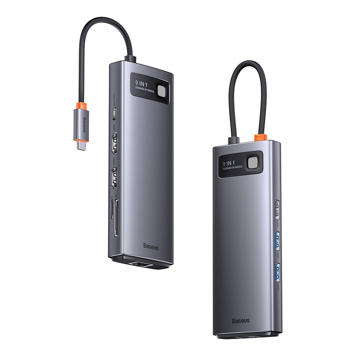 Baseus Metal Gleam Series 9 az 1-ben dokkoló, HUB USB Type C - 2 x HDMI / 2 x USB 3.2 Gen. 1/1 x USB 2.0 / 1 x Power Delivery / 1 x SD kártyaolvasó / 1 x microSD kártyaolvasó / 1 x RJ-45 szürke (WKWG060013)-24