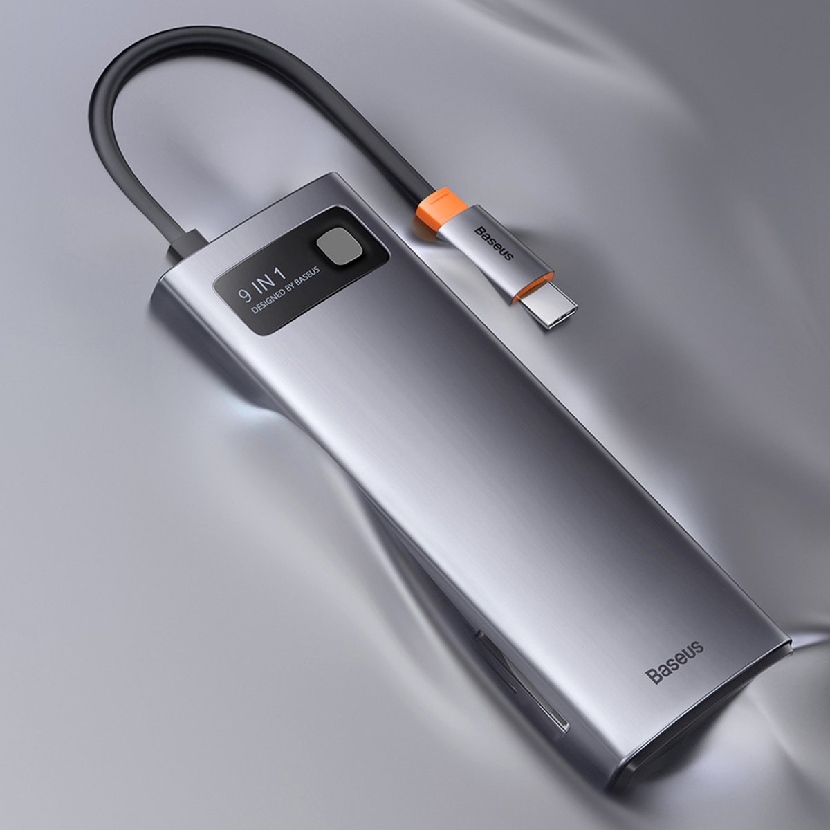 Baseus Metal Gleam Series 9 az 1-ben dokkoló, HUB USB Type C - 2 x HDMI / 2 x USB 3.2 Gen. 1/1 x USB 2.0 / 1 x Power Delivery / 1 x SD kártyaolvasó / 1 x microSD kártyaolvasó / 1 x RJ-45 szürke (WKWG060013)-18