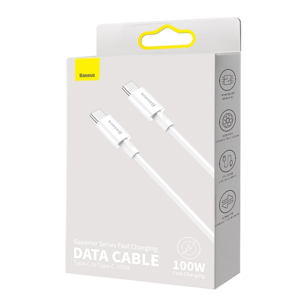 Baseus Superior USB Type-C - USB Type-C kábel Quick Charge / Power Delivery / FCP 100W 5A 20V 2m fehér (CATYS-C02)-2