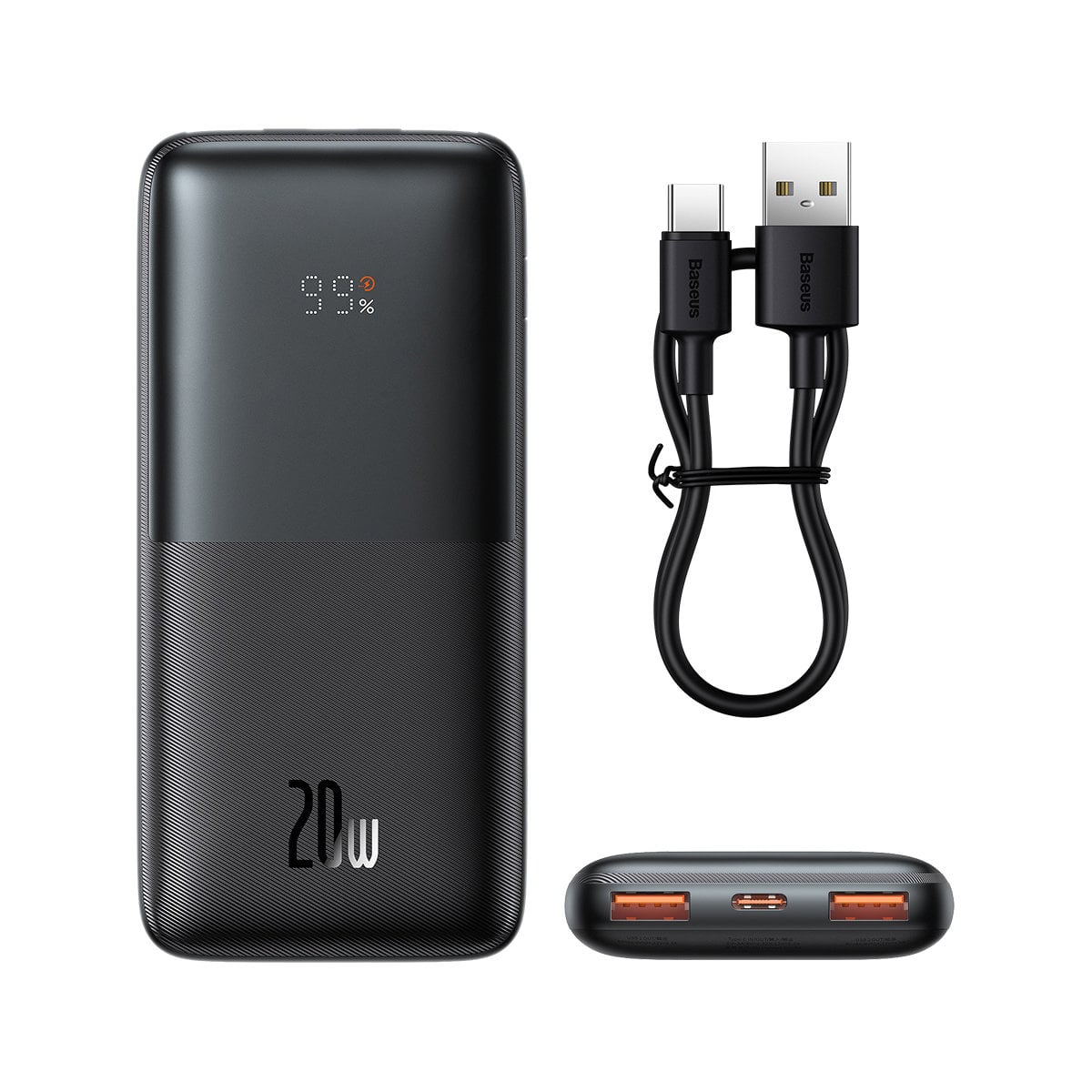 Baseus Pro powerbank 10000mAh 20W + USB - Type C 3A 0.3m kábel fekete (PPBD040201)-0